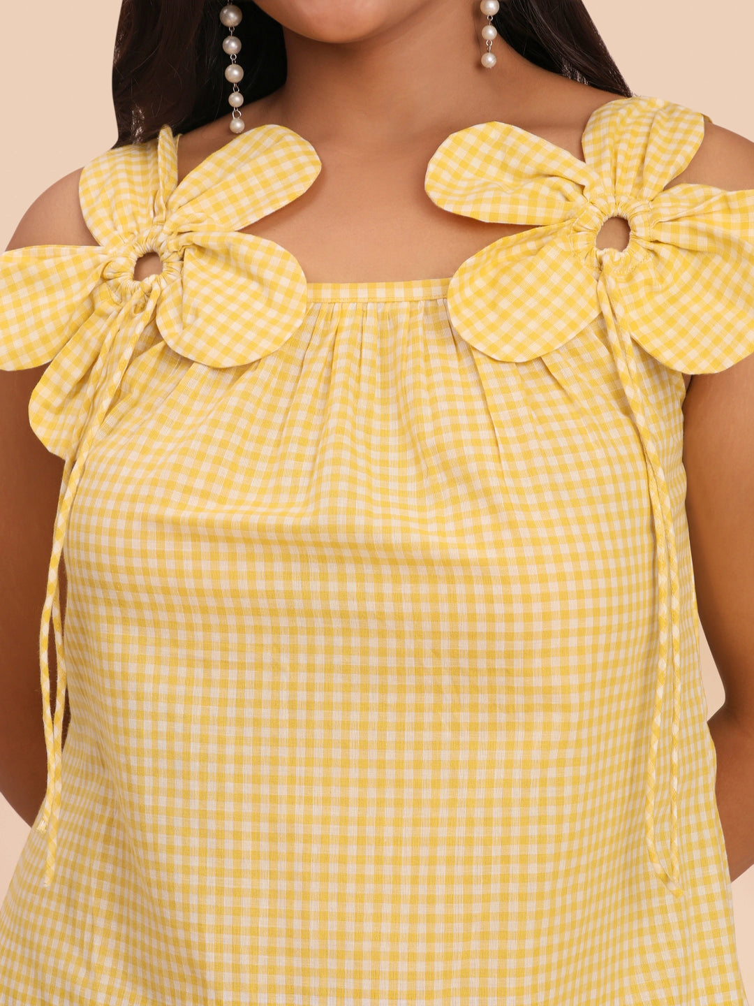 Yellow spaghetti-strap cotton dress for summer