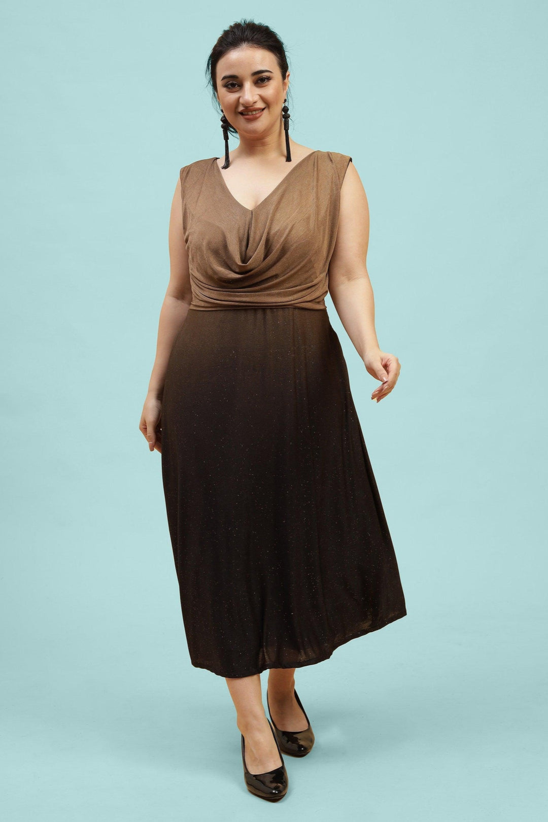 Shimmering ombre gradient midi dress, the perfect pick for a kitty party, evening night, and date night.