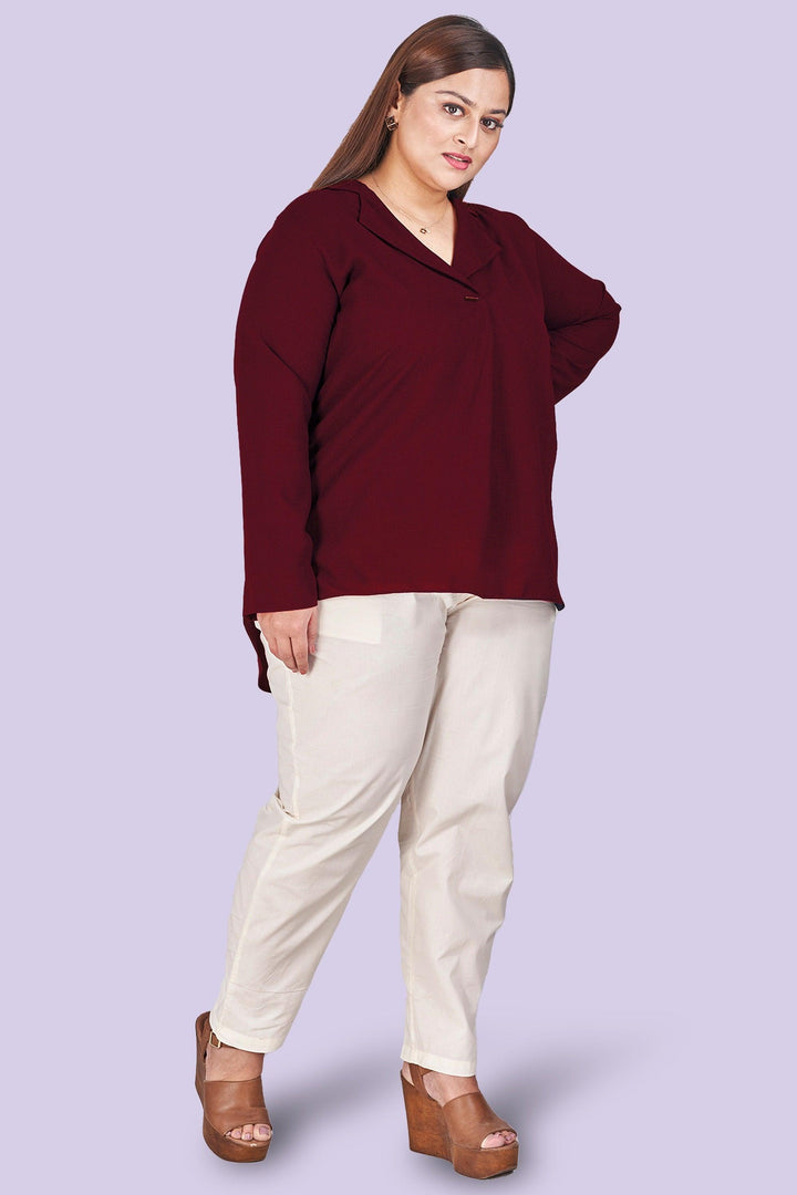 Maroon Color Short Tops For Women At Curvy Lane