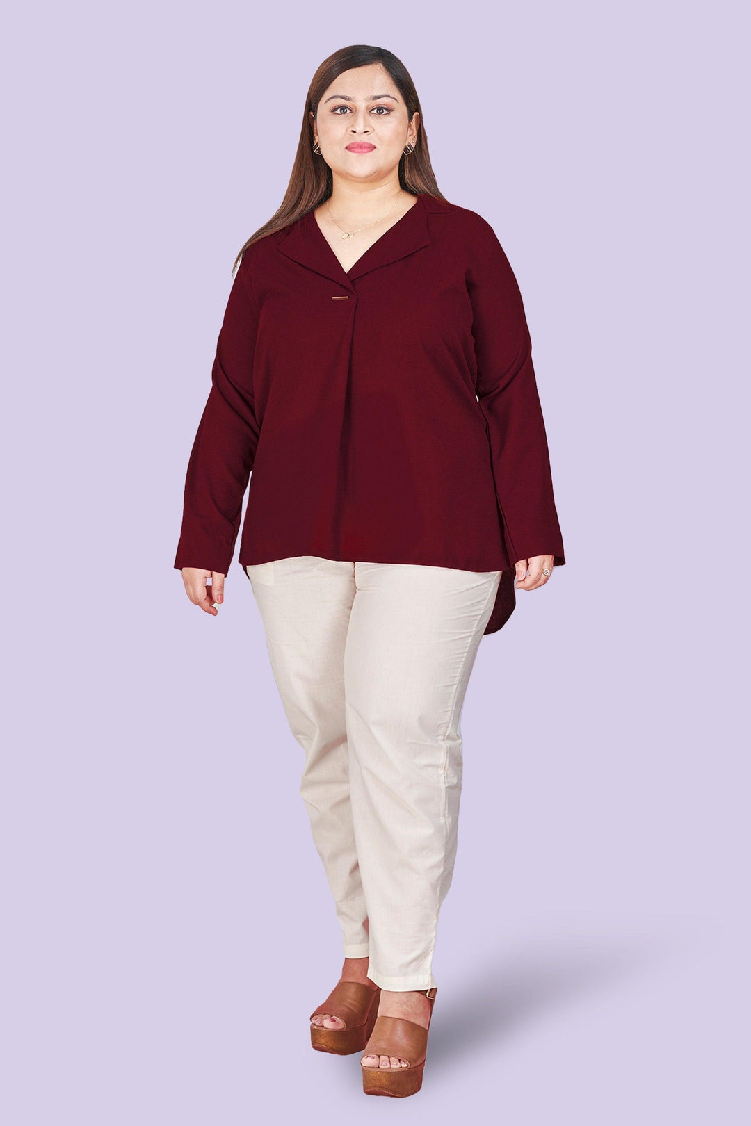 Maroon Short Tops For Women At Curvy Lane