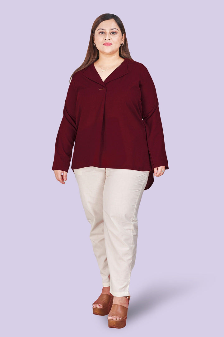 Maroon Short Tops For Women At Curvy Lane