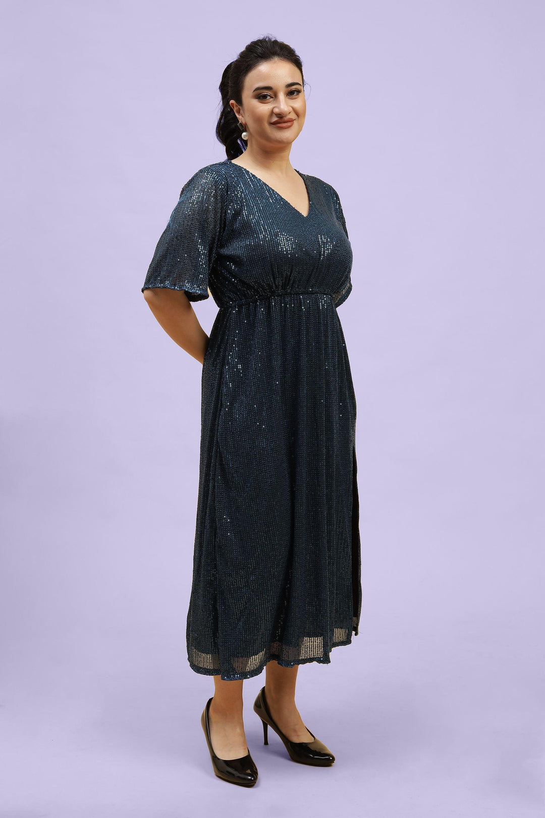 Party Wear Side Slit Dress For Plus Size Women