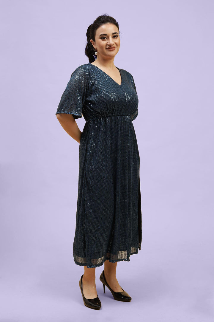 Party Wear Side Slit Dress For Plus Size Women