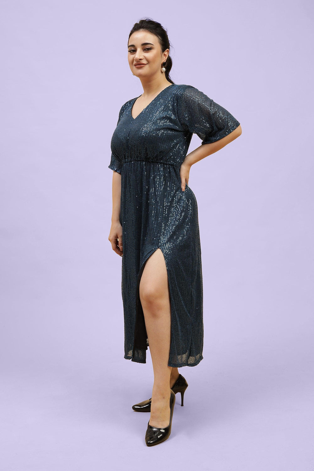 Plus SizeParty Wear Side Slit Dress - Curvy Lane