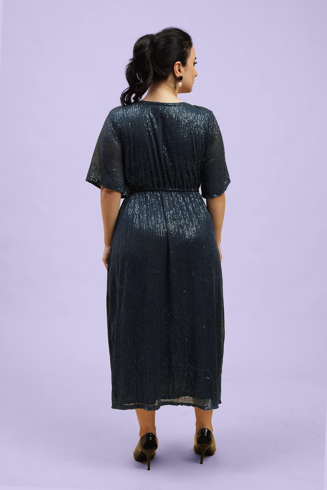 Plus Size Women Party Wear Side Slit Dress Bacjk Side