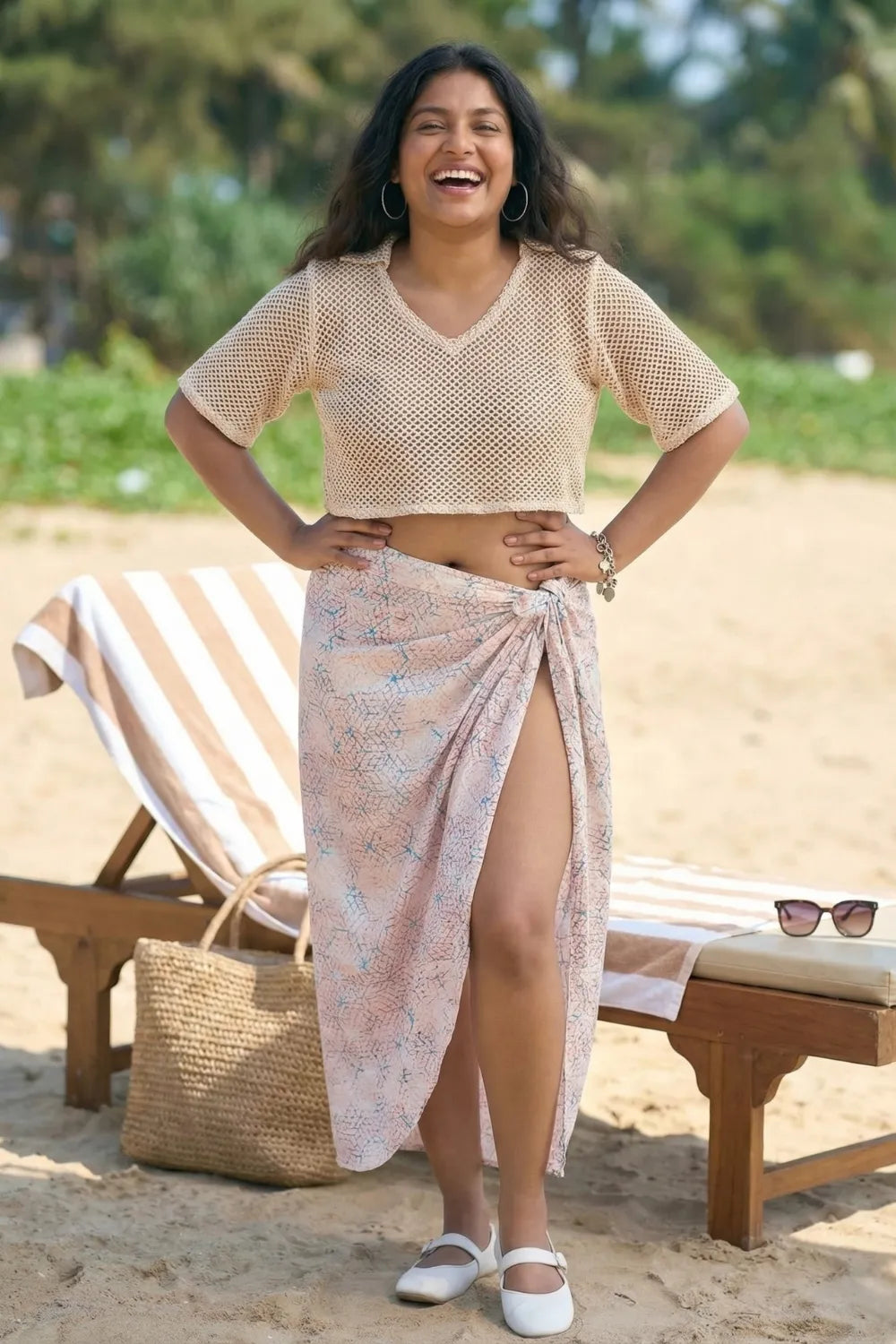 Elegant bikini coverup dress with top and multicolor sarong