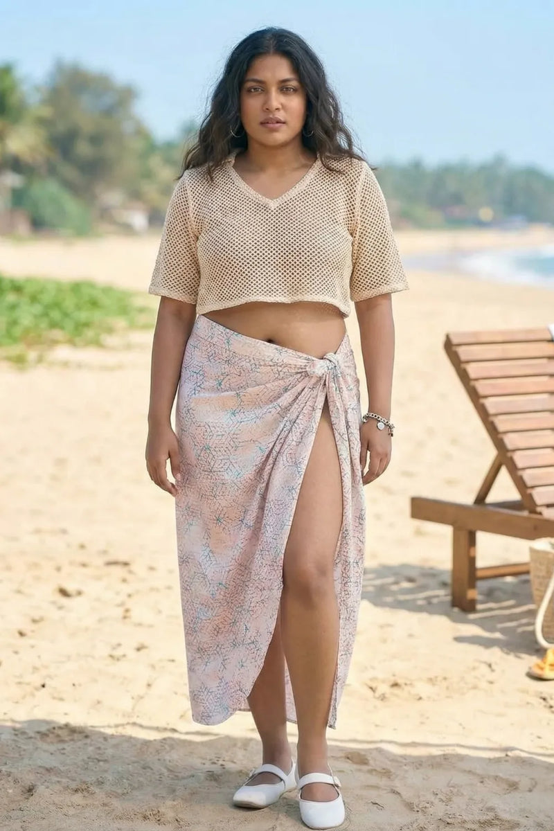 Elegant bikini coverup dress with top and multicolor sarong