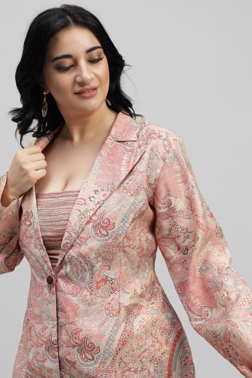 Curvy Lane Women Plus Size Notch Collar Jacket with Palazzos & Tube Top - Curvy Lane