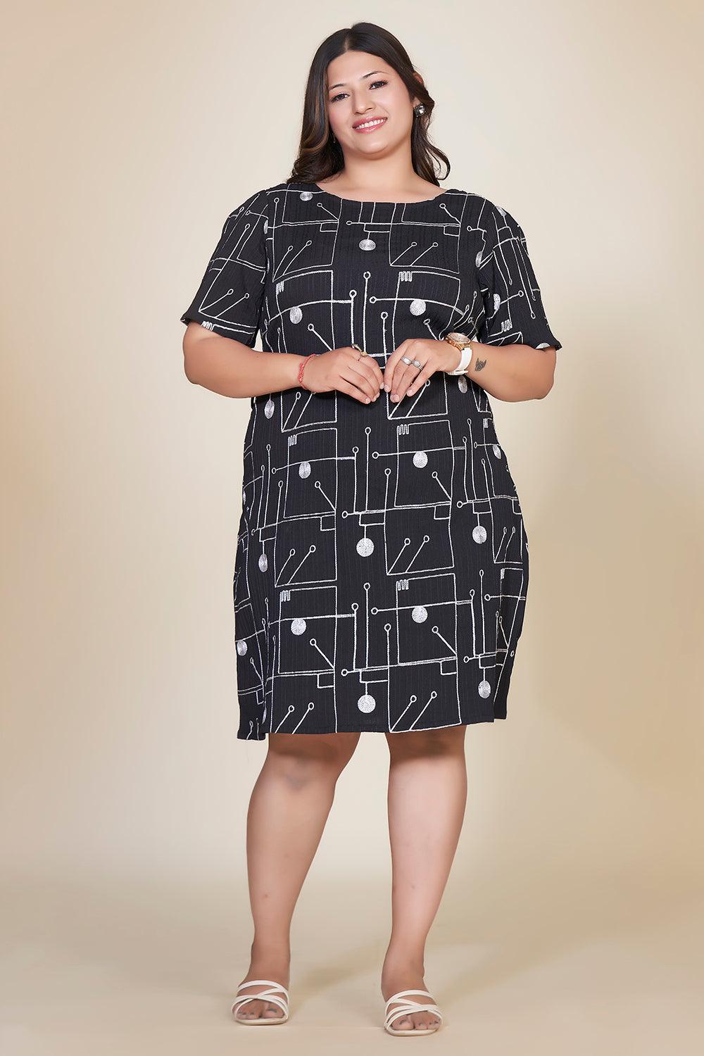 Plus Size Embroidered Black Dress - Curvy Lane