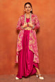 Jazzberry Pink Ethnic Print Dhoti Skirt Long Flared Shrug Co-ord Set