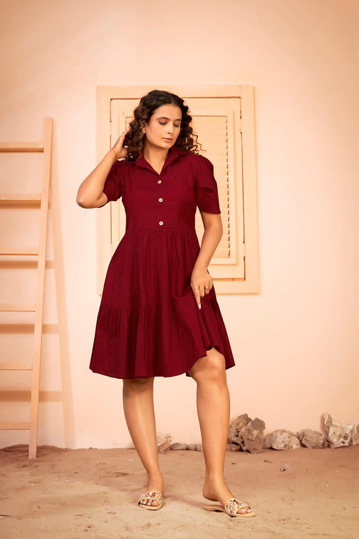 Shirt Collar Cotton Fit & Flare Summer Dress - Curvy Lane