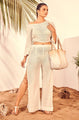 Beach Wear Off Shoulder Top and Side Slit Palazzo Cover Up Set