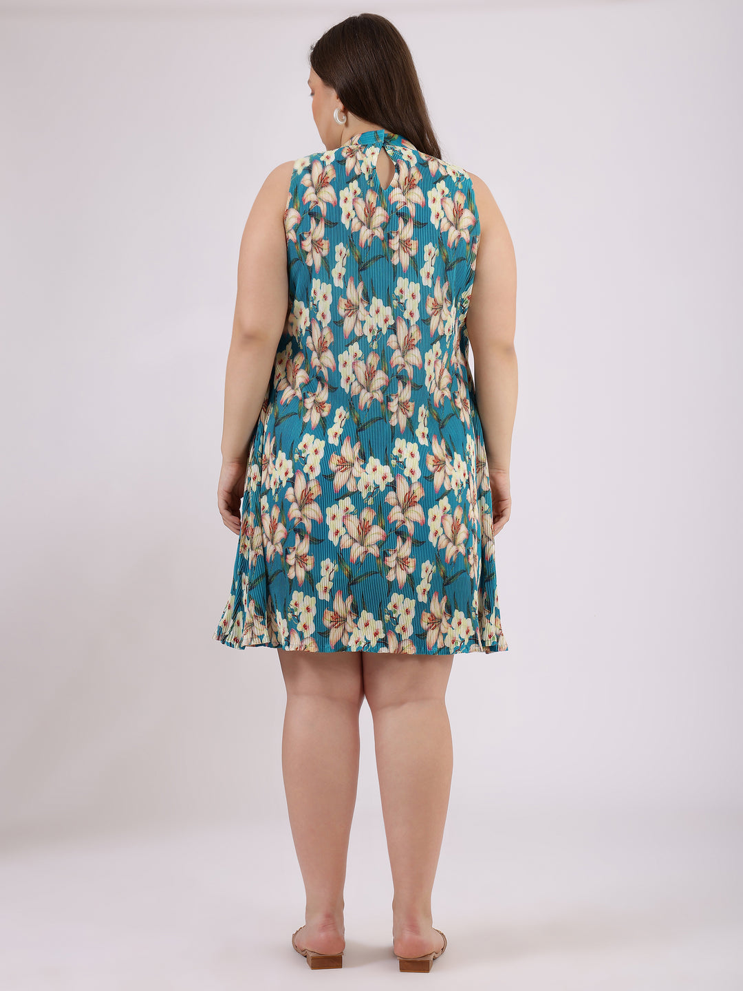 Floral Printed A-Line Sleeveless Dress