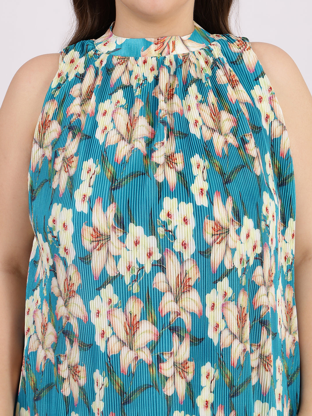 Floral Printed A-Line Sleeveless Dress