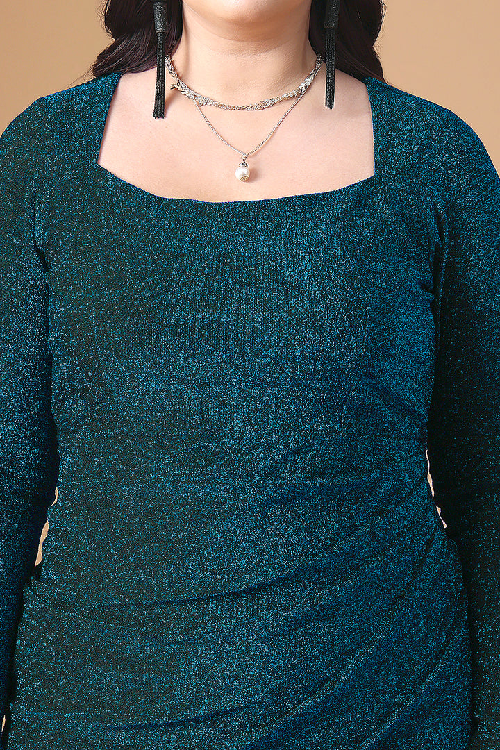 Rama Pleated Long Sleeve Body Cone Dress