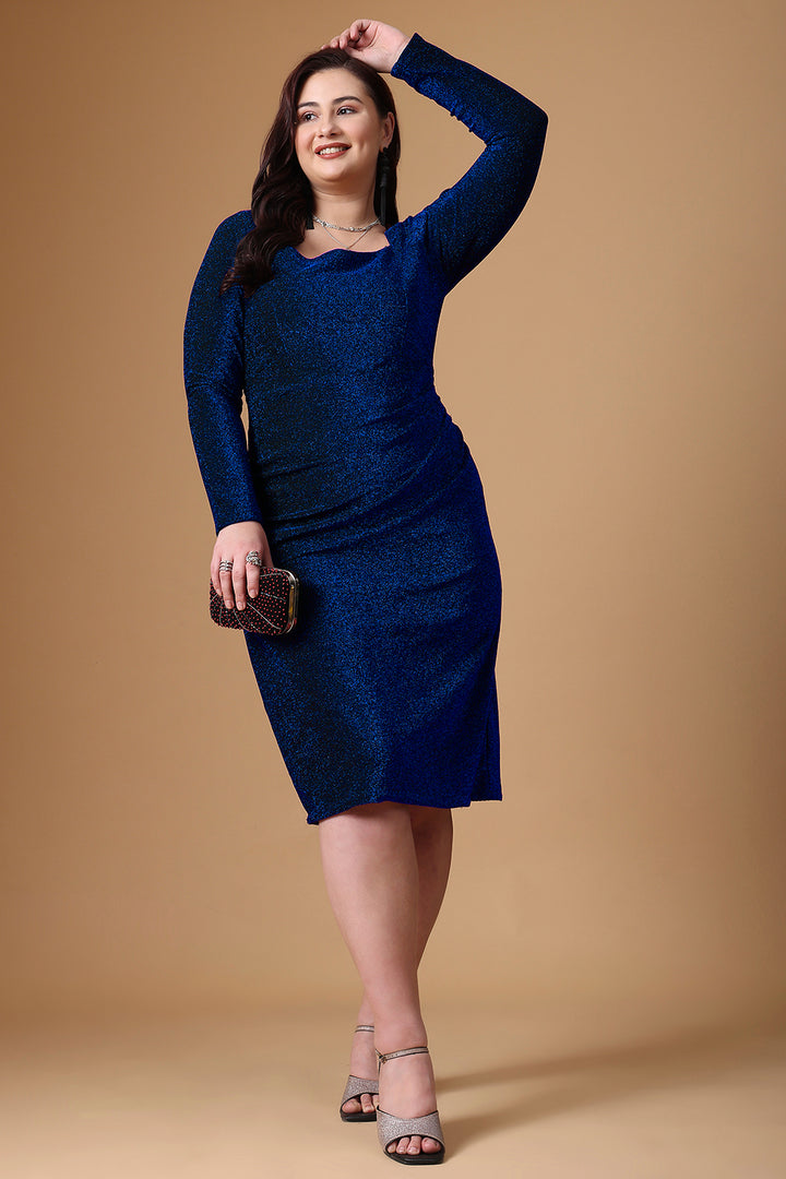 Black Pleated Long Sleeve Dress