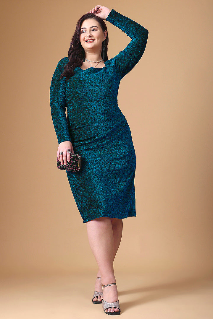 Rama Pleated Long Sleeve Body Cone Dress