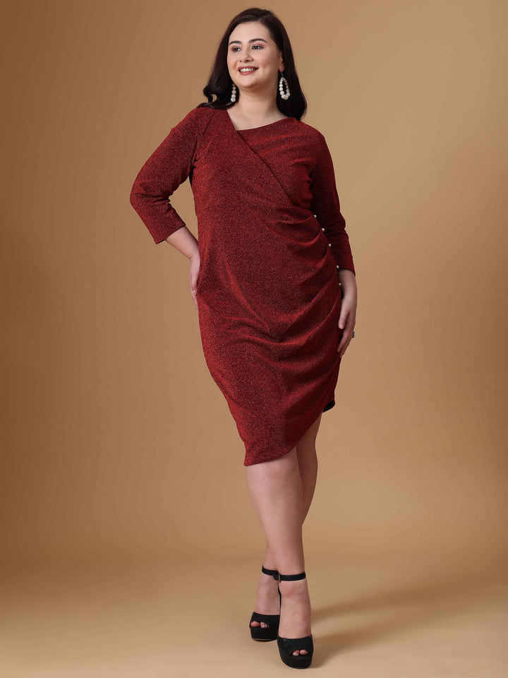 Red Asymmetric Knitted Dress