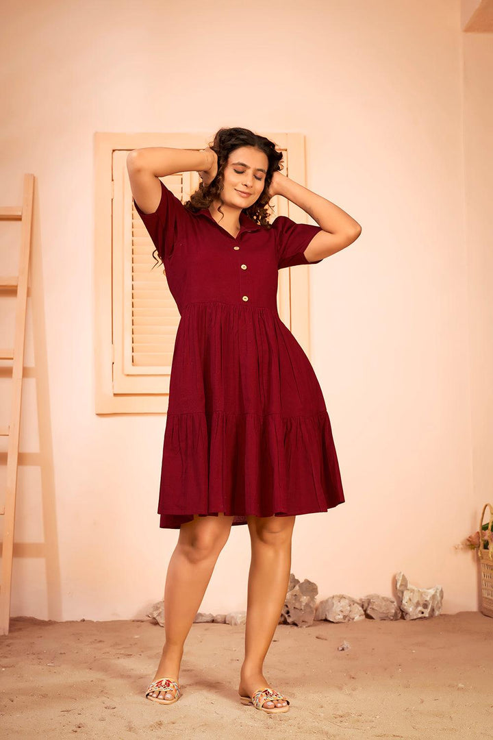 Shirt Collar Cotton Fit & Flare Summer Dress - Curvy Lane