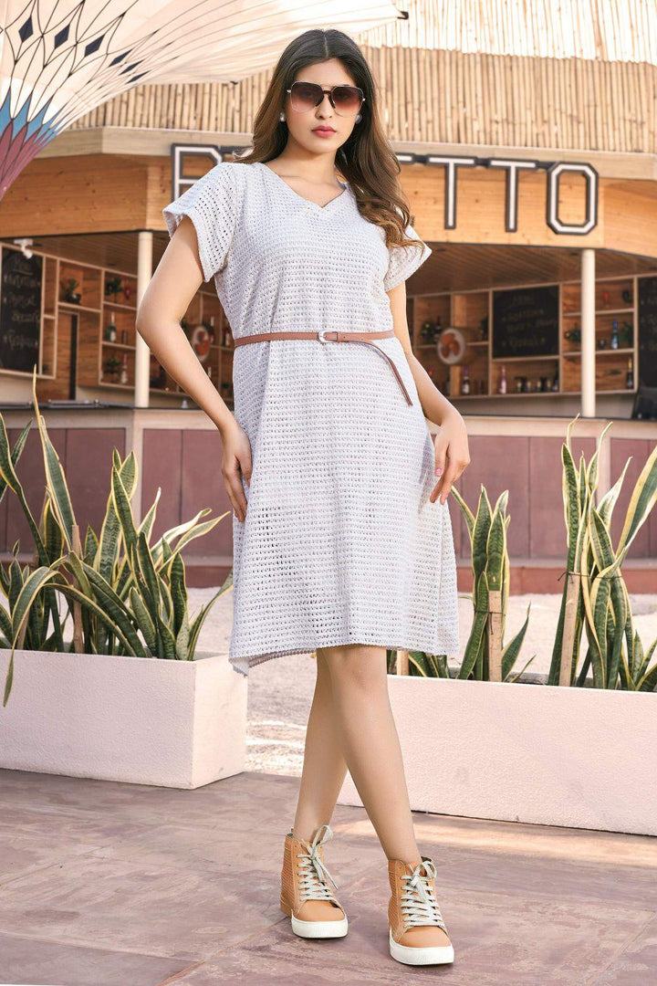 Summer Wear A-line Knitted Dress - Curvy Lane