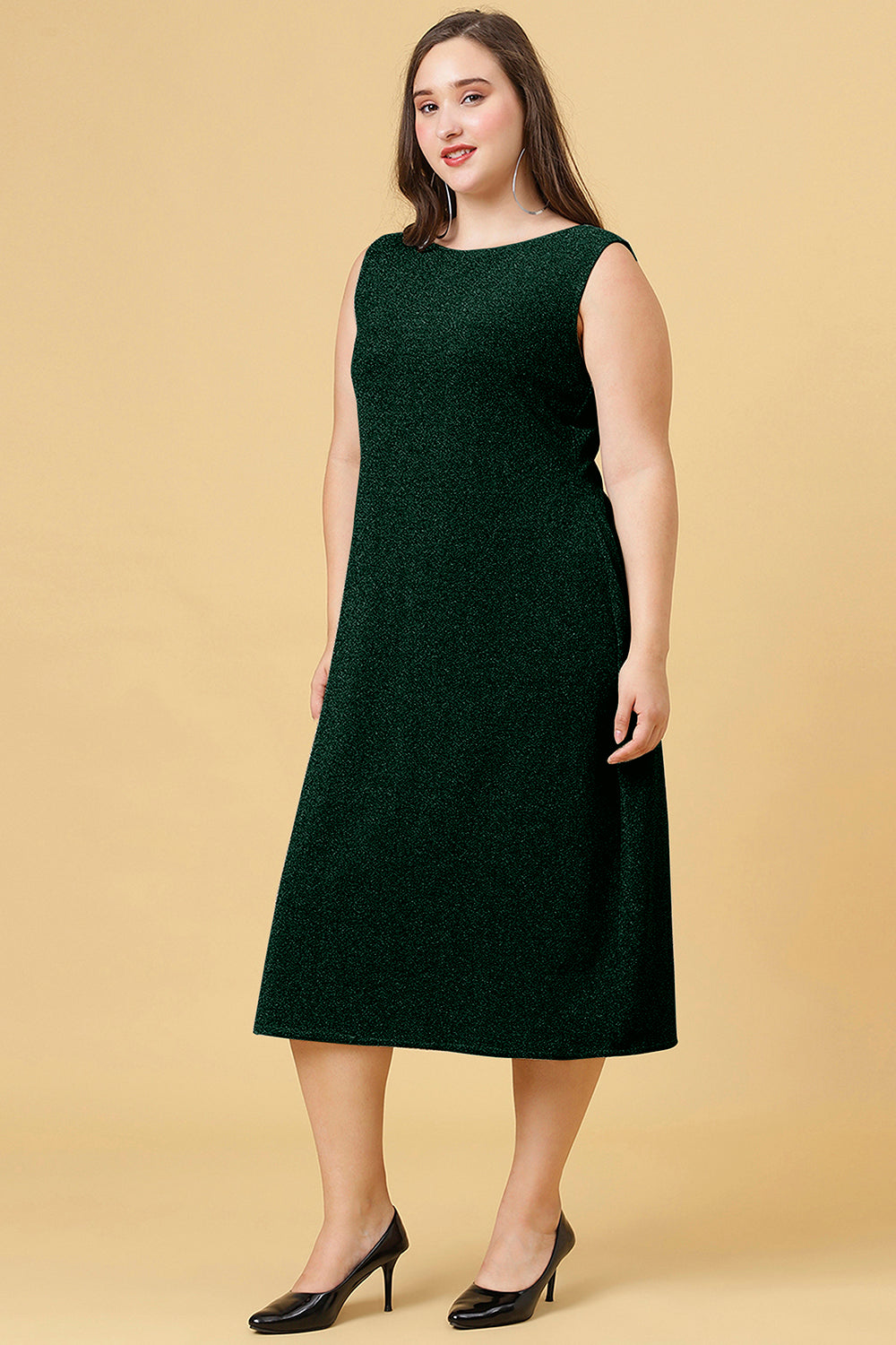 Green Party Wear Shimmer Long Dress for Women
