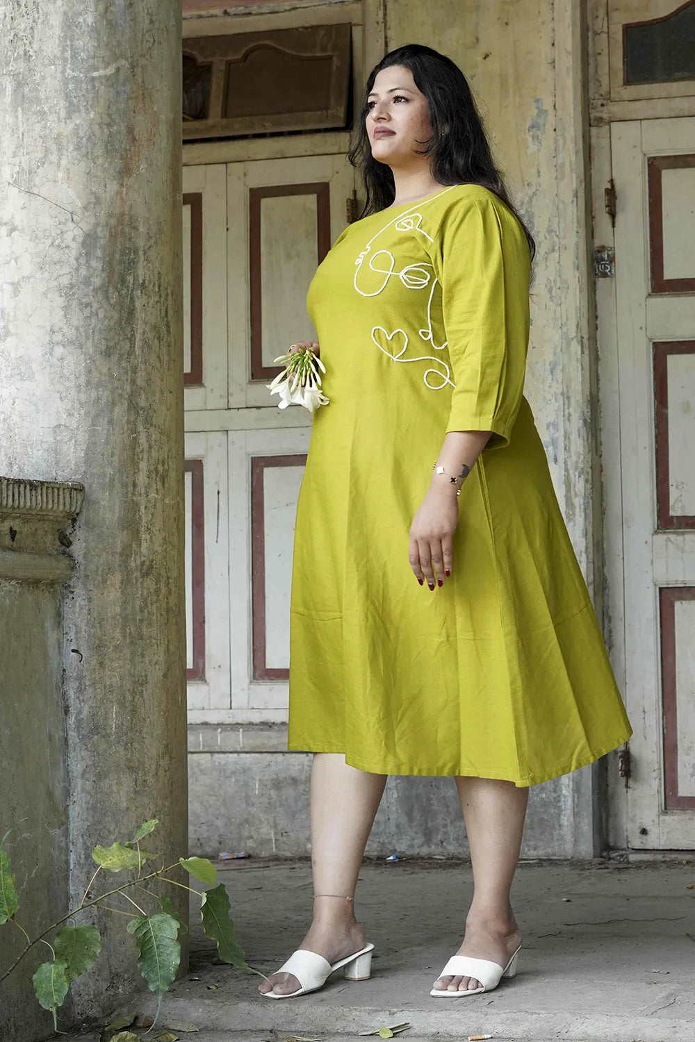 Elegant Cotton liril Green Summer Dress
