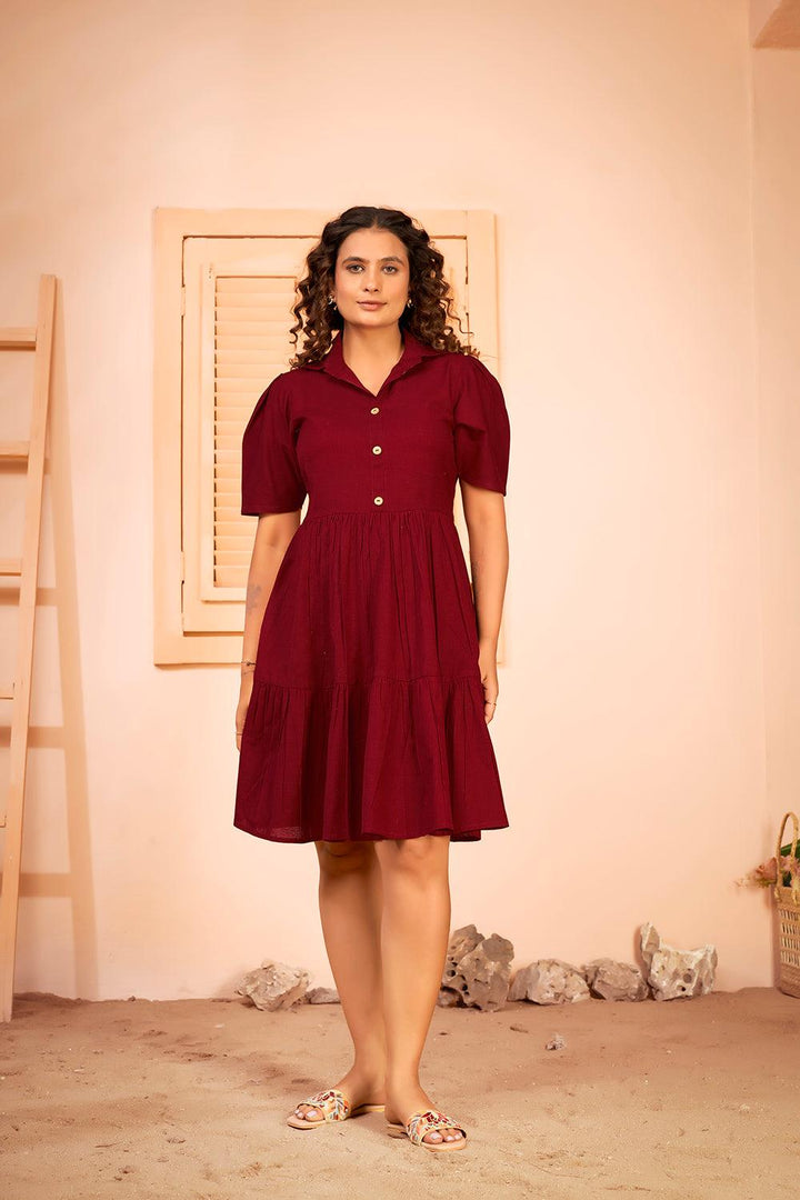 Shirt Collar Cotton Fit & Flare Summer Dress - Curvy Lane