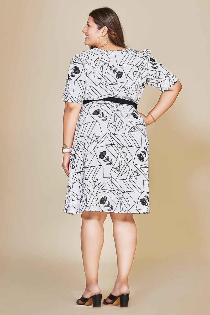 Plus Size Embroidered White Dress - Curvy Lane