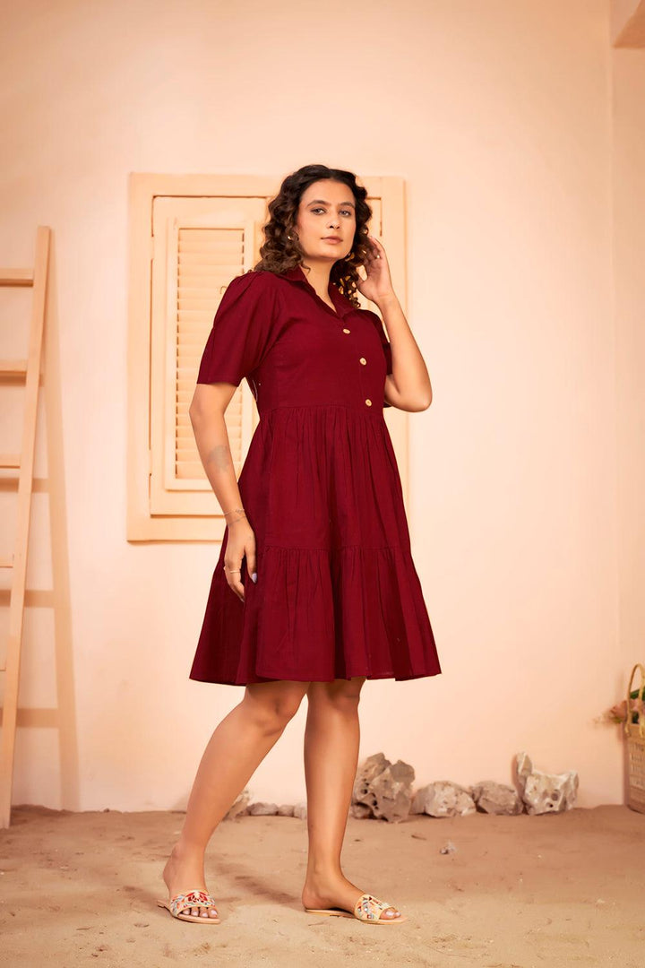 Shirt Collar Cotton Fit & Flare Summer Dress - Curvy Lane