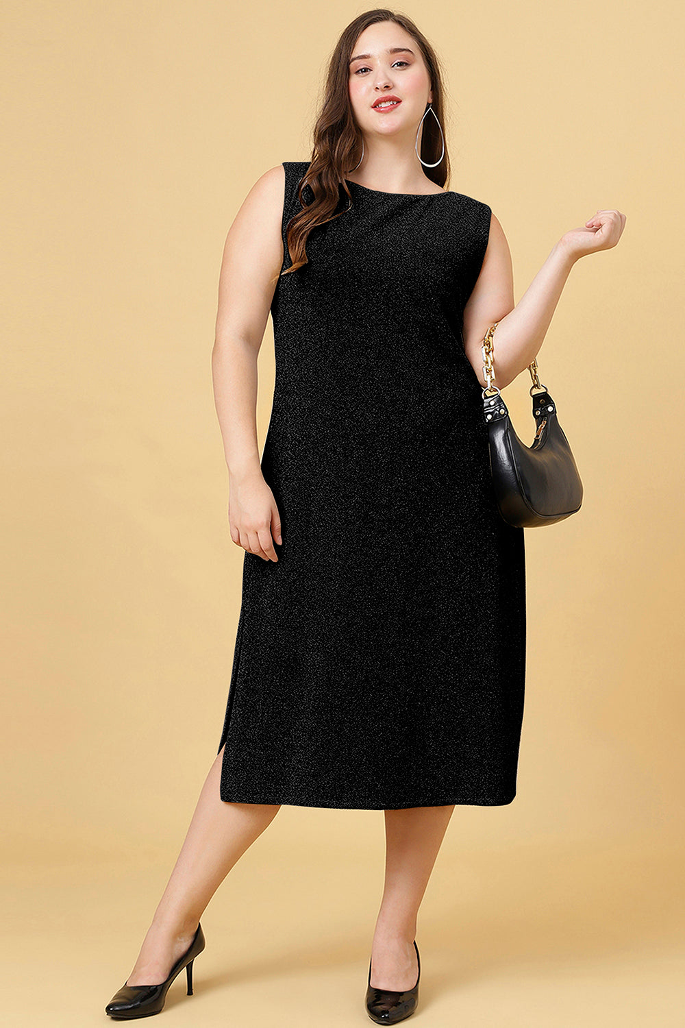 Black Party Wear Shimmer Long Dress for Women