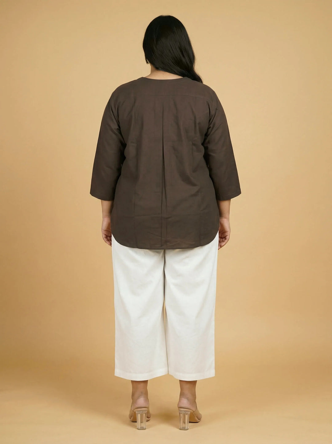 Grey Cotton Patch Work Casual Top