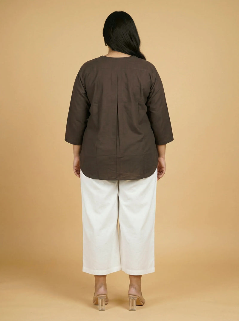Grey Cotton Patch Work Casual Top