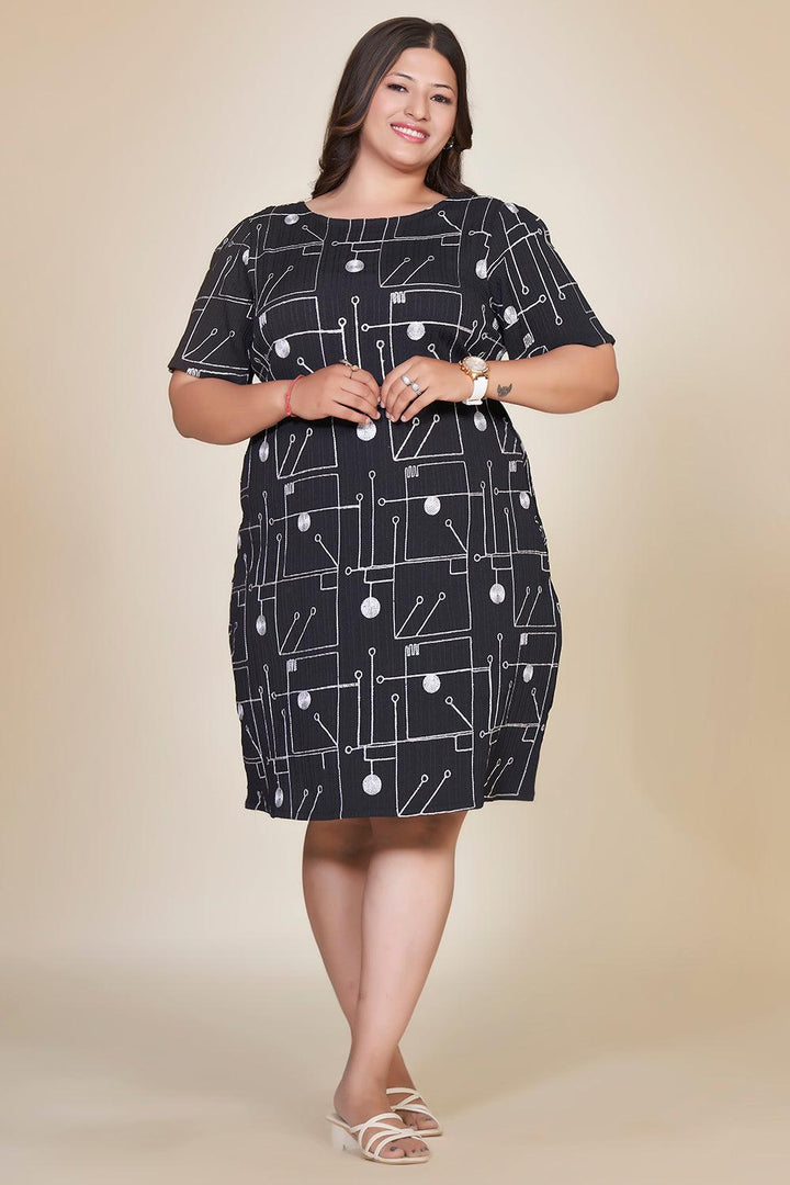 Plus Size Embroidered Black Dress - Curvy Lane