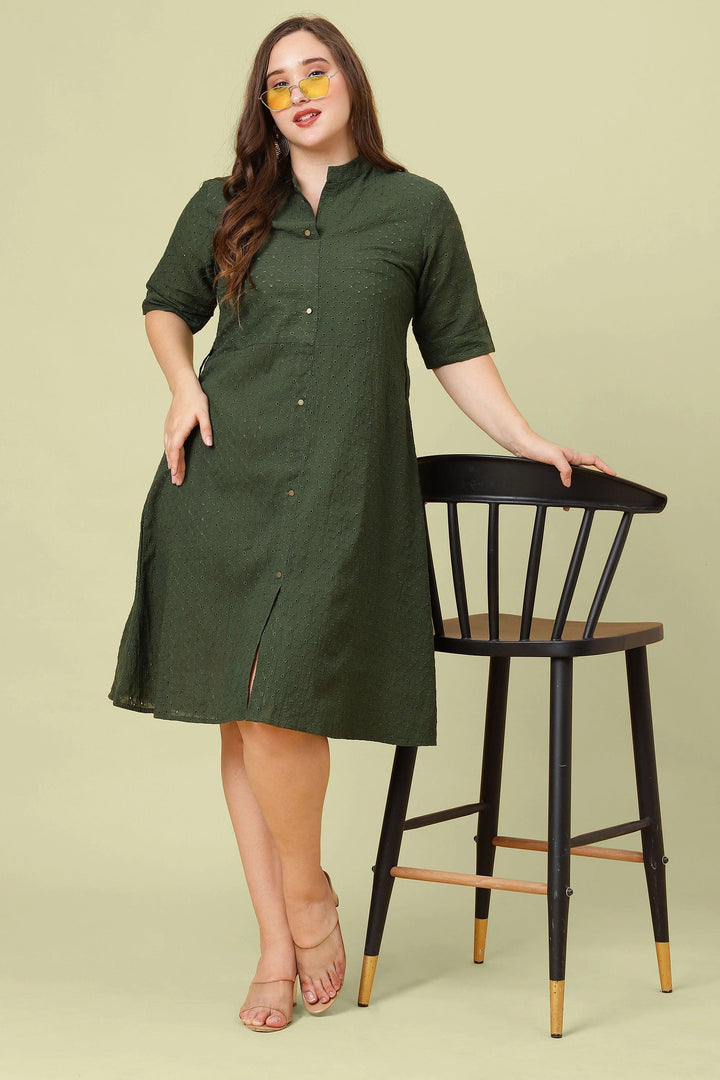 Curvy Lane Women Plus Size Cotton Schfilli Front Full Placket Dress - Curvy Lane