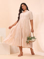 Pink Cotton Tiered  Dress for Women