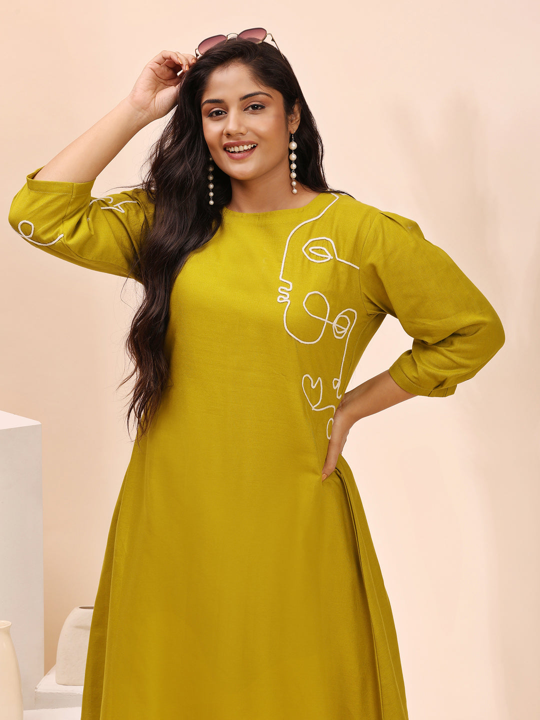 Elegant Cotton liril Green Summer Dress