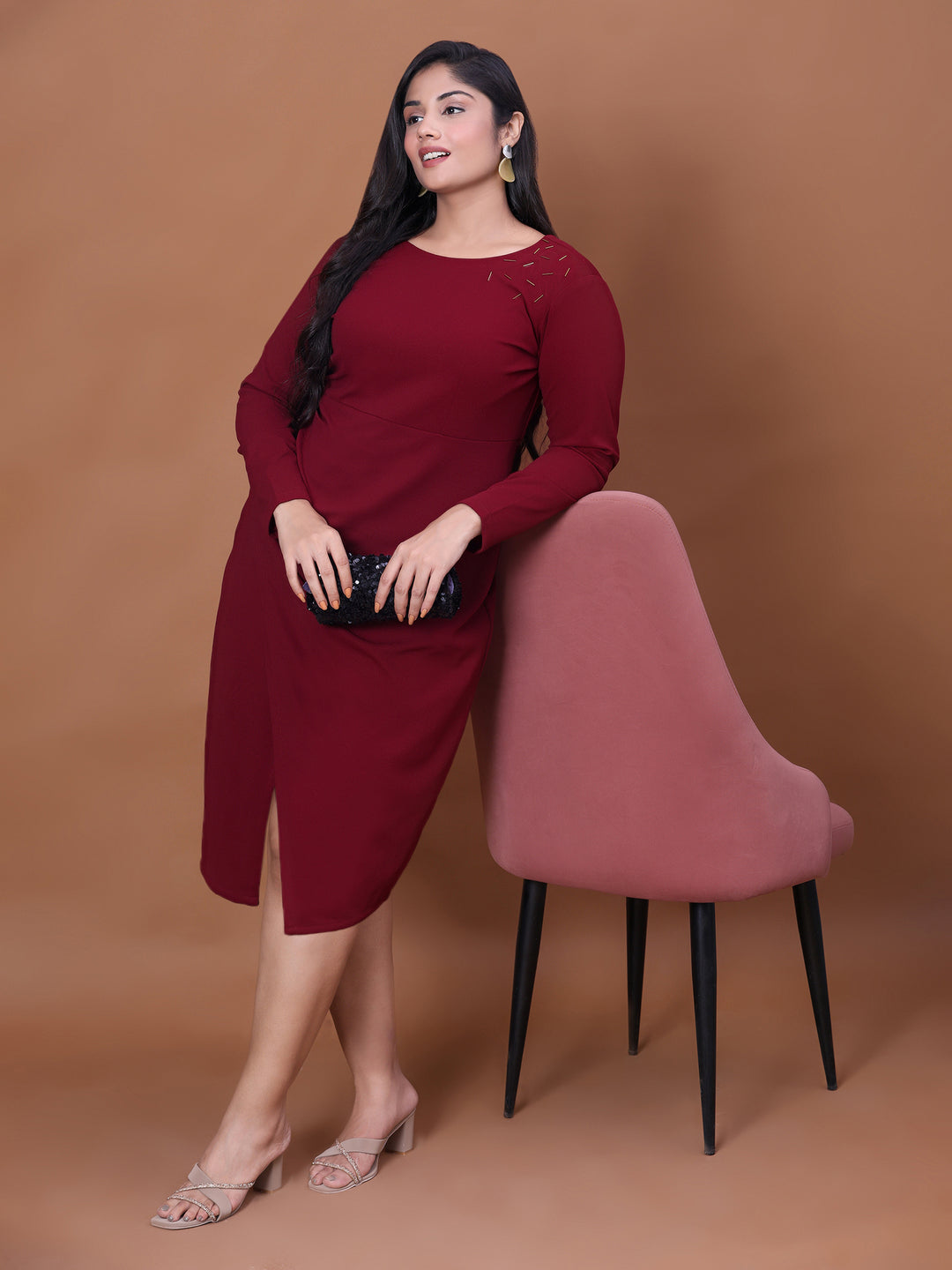 party wear dress straight hemline