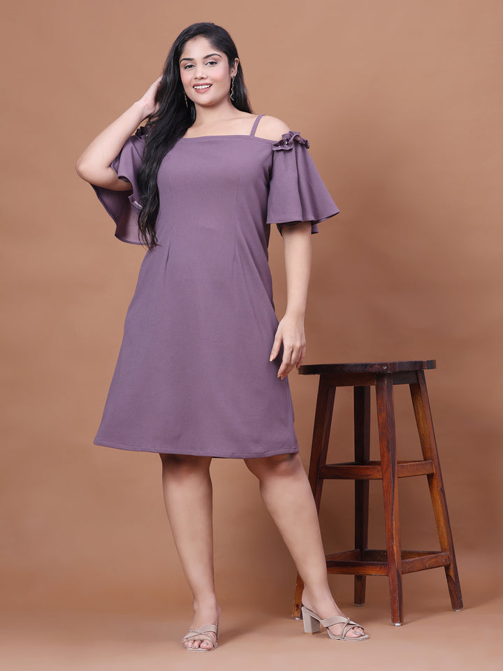 Plus Size Purple A-Line Off-Shoulder Party Wear Dress