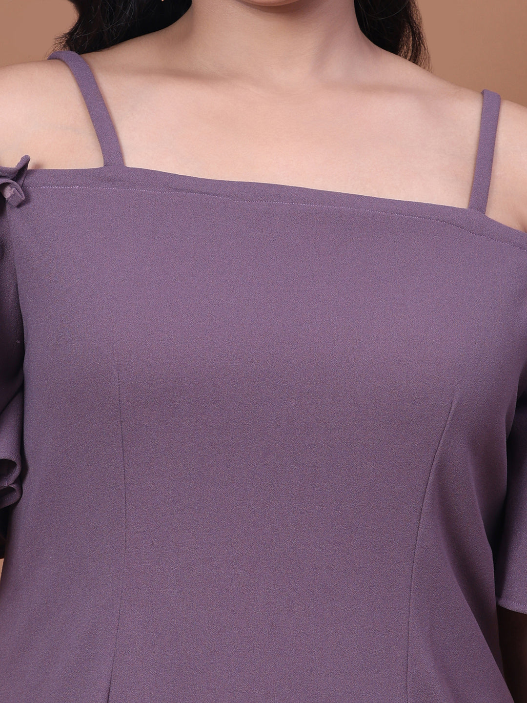 Plus Size Purple A-Line Off-Shoulder Party Wear Dress