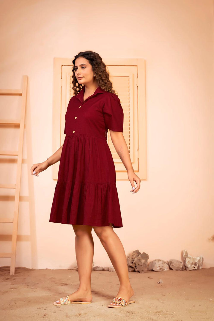 Shirt Collar Cotton Fit & Flare Summer Dress - Curvy Lane