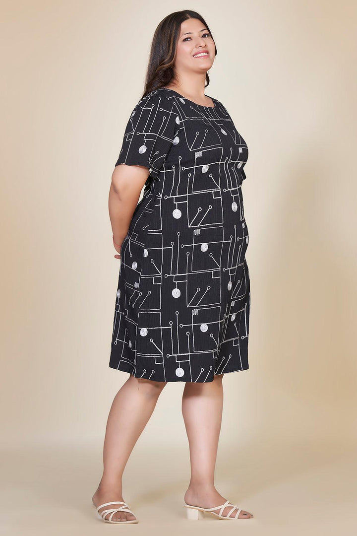 Plus Size Embroidered Black Dress - Curvy Lane