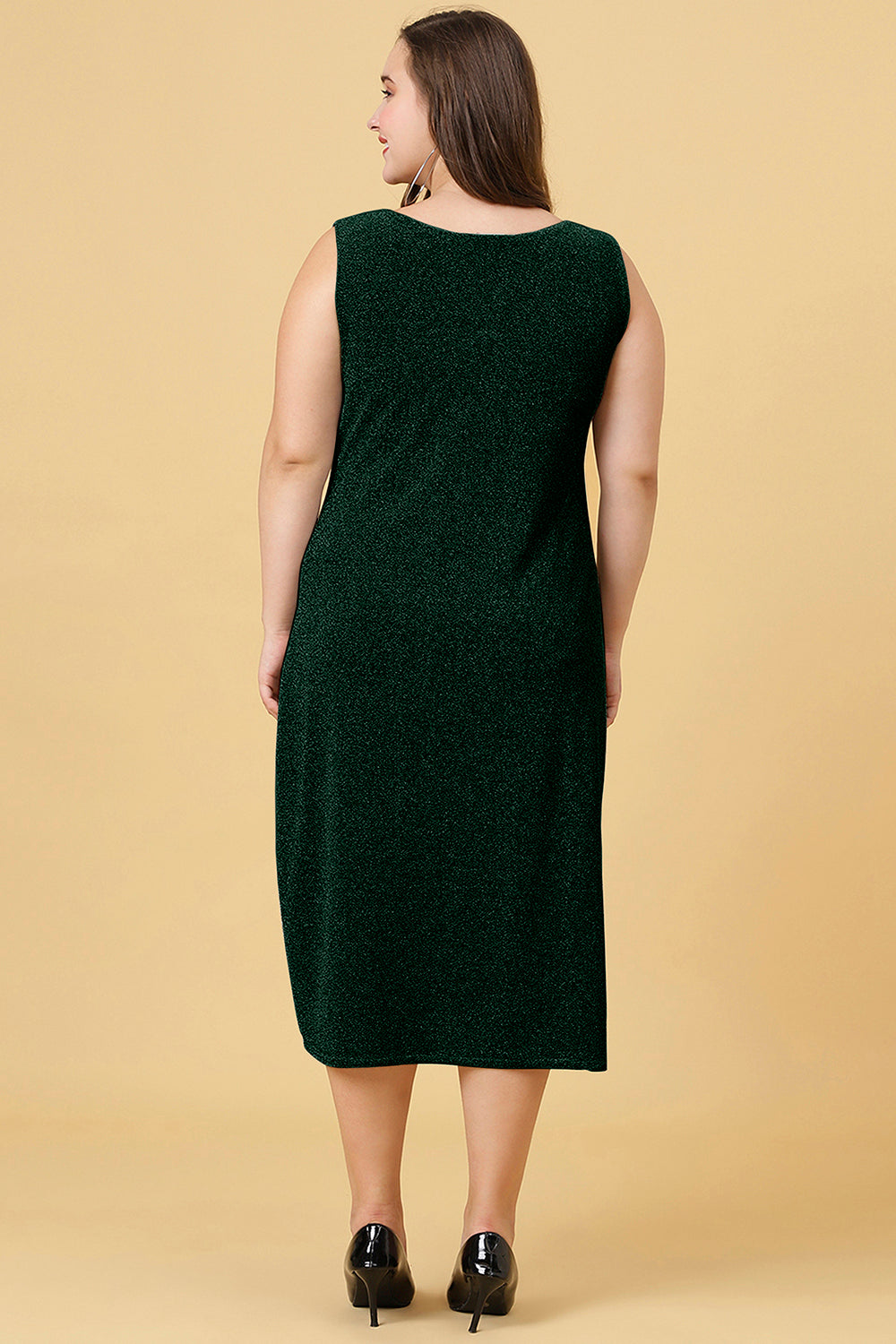 Green Party Wear Shimmer Long Dress for Women