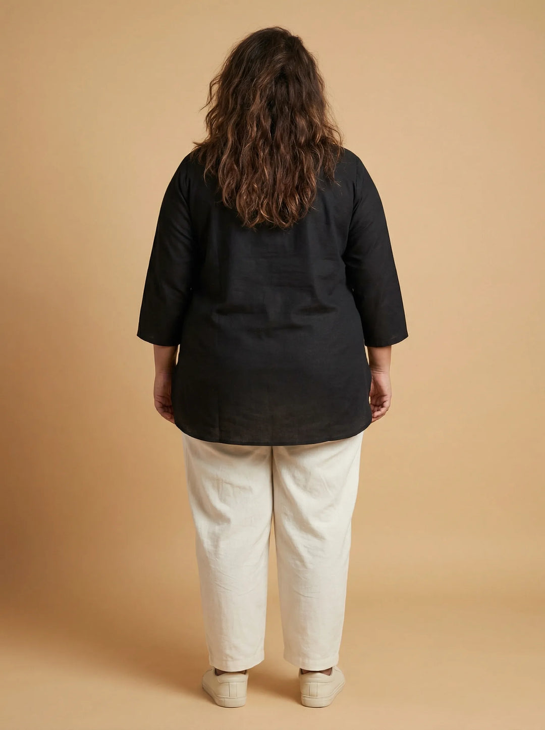 Black Botanical Applic Cord Work Top