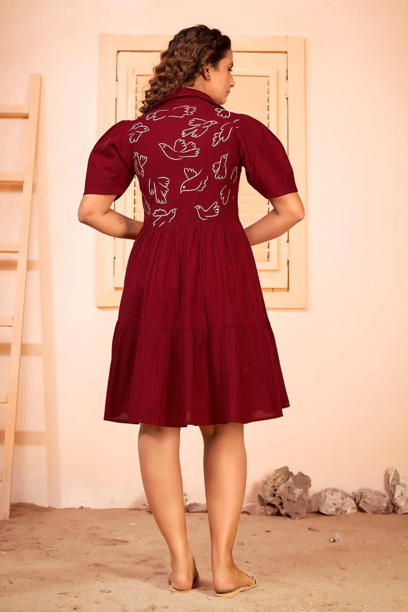 Shirt Collar Cotton Fit & Flare Summer Dress - Curvy Lane