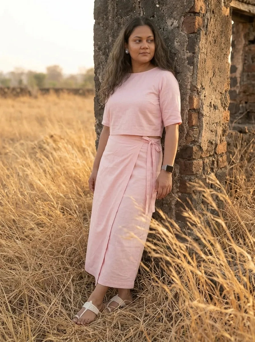 Pink Wrap Stylish Skirt for Women