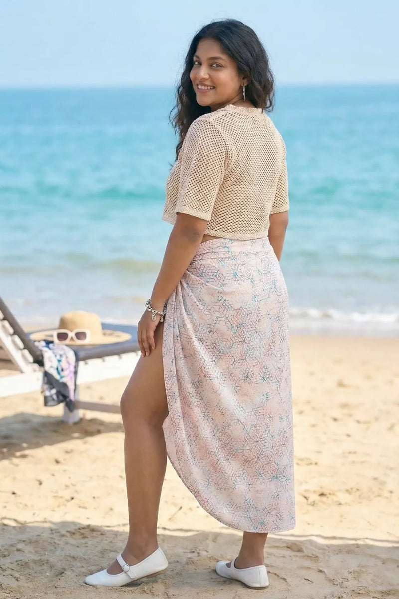 Elegant bikini coverup dress with top and multicolor sarong