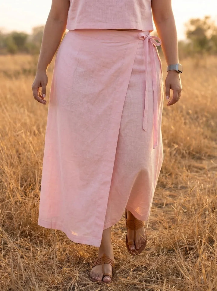 Pink Wrap Stylish Skirt for Women