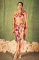 Abstract Print Beach Wear Crop Top with Sarong Cover Up Set