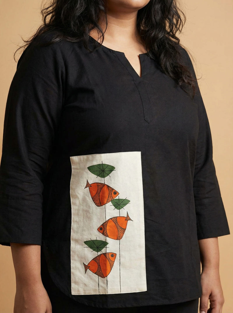 Black Casual Cotton Top For Women