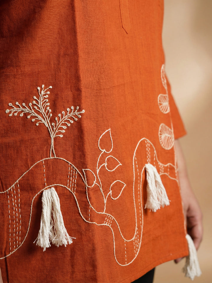 Rust Cotton Casual Plus Top